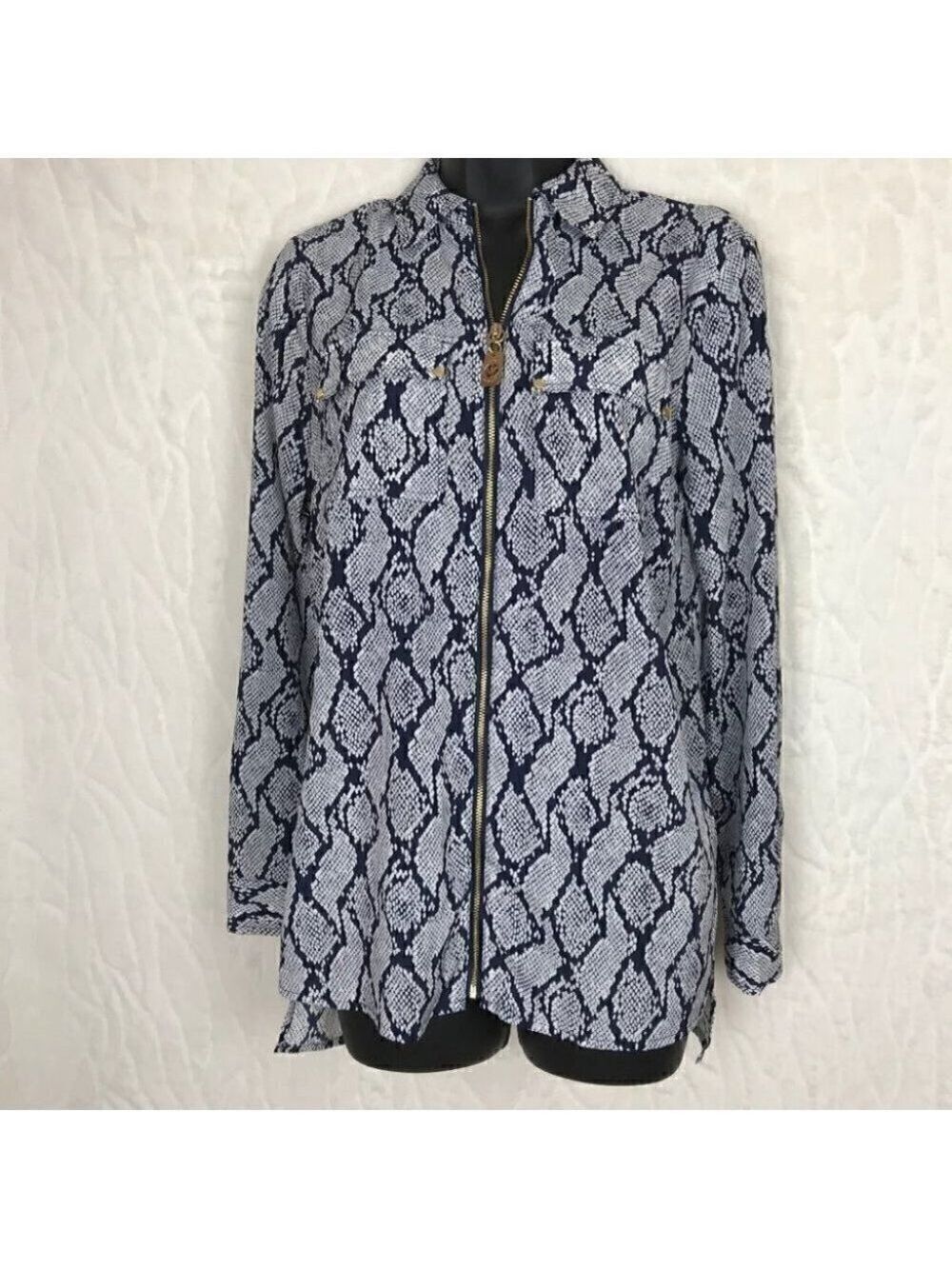 MICHAEL Kors  Snake Print Zip Up Shirt Size XS